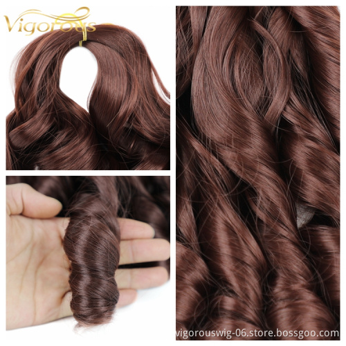 Vigorous half wig loose wave wholesale suppliers custom boxes for hair extensions private label  synthetic braiding hair